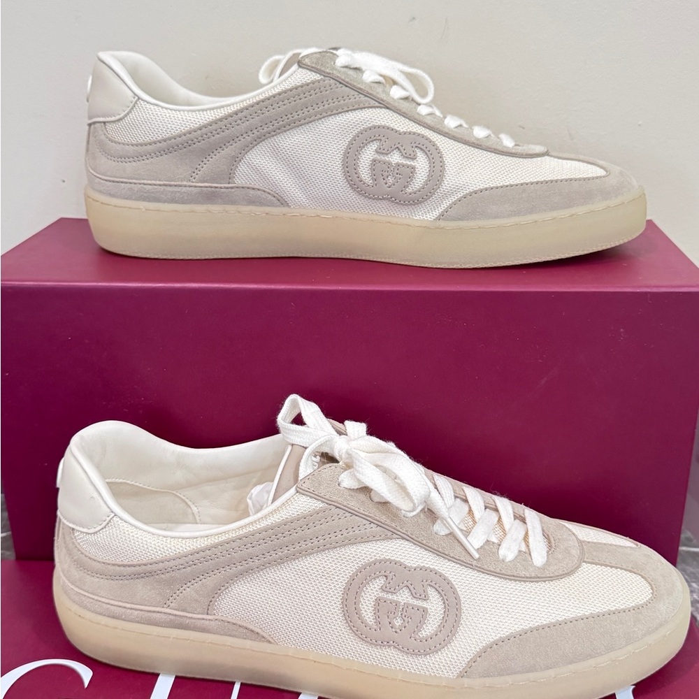 Gucci G75 in Oatmeal Suede Mens Sneakers - Picture 7 of 16
